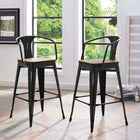 Modway - Promenade Tabouret de bar - Noir - Ensemble de 2-Acier revêtu de poudre