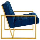 Modway - Bequest Acier inoxydable doré Performance Velvet Chaise d’accent - Marine-Revêtement en velours de performance