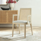 Modway - Monarch Bois et rotin Fauteuil à manger - Ivoire blanc ancien tissé naturel à bruyère-Siège rembourré en tissu