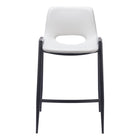 Zuo - Desi Tabouret de comptoir - Blanc - Ensemble de 2-Tissu en faux cuir doux et durable