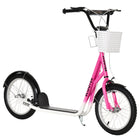 Aosom - Trottinette pour enfants et adolescents avec guidon réglable, 2 freins, panier - rose-Large plateau texturé pour garder vos pieds en place et maintenir l'équilibre 