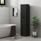 HOMCOM - Armoire de rangement haute pour salle de bain avec portes, tiroir et étagère réglable - noir-Les étagères à l'intérieur sont réglables sur trois niveaux différents 