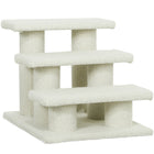PawHut - Escalier pour animaux à 3 marches, poteau à griffer recouvert de tapis - beige-Marches pour chat avec griffoirs, comprenant 3 marches et 6 poteaux pour que les animaux puissent griffer, grimper et jouer 