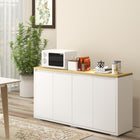 HOMCOM - Buffet 55,1 po L, armoire de rangement, blanc-Le design sans poignées crée une apparence épurée et moderne 