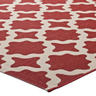 Modway - Cerelia Treillis marocains intérieurs et extérieurs Tapis de comédie 8 pi l x 10 pi L - Rouge et beige-Résistant aux taches / Facile à nettoyer