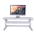 Rocelco – Plateforme à hauteur réglable ADR-W pour bureau assis/debout, 32 po, blanc-Fini métallique blanc avec tablette blanche en bois et support pour clavier 