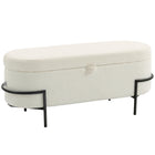 HOMCOM - Banc ottoman de rangement avec couvercle relevable, repose-pieds - blanc crème-Un espace de rangement caché et spacieux aide à garder votre maison propre et sans encombrement 