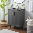 Modway - Augusta 24" Vanette de salle de bain - Gris Noir-Bassin d’évier en céramique intégré