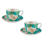 Maxwell & Williams Kimono Théière et Soucoupe Bleu Sarcelle 480ml - Lot de 2-Fabriqué en porcelaine fine