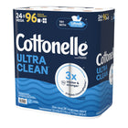 Cottonelle - Papier hygiénique Ultra Clean - papier hygiénique robuste - Paquet de 24-Le papier hygiénique doux, à une épaisseur et de qualité supérieure est sans danger pour les fosses septiques et trois fois plus résistant** pour protéger vos mains pendant le nettoyage.