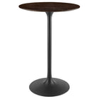 Modway - Lippa Rond de 28 po Bois Bar Table, Noyer cerisier noir-Table de bar moderne
