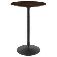 Modway - Lippa Rond de 28 po Bois Bar Table, Noyer cerisier noir-Table de bar moderne