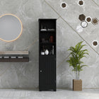 Kleankin - Armoire de rangement de salle de bain haute et étroite - noir-Accessoires anti-basculement fixés au mur pour plus de sécurité 