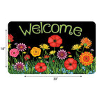 Ashley Productions - The Original Fun Mat - Tapis de Bienvenue - 18" x 30" - Bienvenue aux Fleurs Sauvages-Antidérapant et durable : Le support en caoutchouc robuste garantit la sécurité et la durabilité, idéal pour les zones à fort passage.