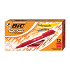 BIC - Soft Feel Stylos-Bille Rétractables – 1,0 mm – Rouge – paquet de 12-Avec la technologie d'encre Easy-Glide - jusqu'à 35 % plus doux en comparaison avec les systèmes d'encre de stylo à bille courants de BIC