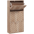 HOMCOM - Armoire à chaussures mince avec 3 tiroirs rabattables pour 12 paires - bois naturel-3 tiroirs basculants peuvent contenir jusqu'à 12 paires de chaussures 