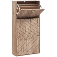 HOMCOM - Armoire à chaussures mince avec 3 tiroirs rabattables pour 12 paires - bois naturel-3 tiroirs basculants peuvent contenir jusqu'à 12 paires de chaussures 