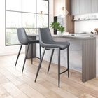 Zuo - Magnus Tabouret de bar - Gris foncé/Noyer - Ensemble de 2-Assemblage requis