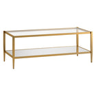 Hudson&Canal - Table basse rectangulaire Hera 45"L avec étagère miroir - Laiton-Un design contemporain moderne pour votre salon, votre bureau et plus encore