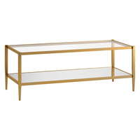 Hudson&Canal - Table basse rectangulaire Hera 45"L avec étagère miroir - Laiton-Un design contemporain moderne pour votre salon, votre bureau et plus encore
