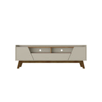Manhattan Comfort - Meuble TV Marcus 70,86 po style Mid-Century Modern - Greige et Nature-Meuble TV autoportant de style milieu du siècle moderne pour salon et chambre