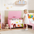 Qaba - Boîte à jouets, coffre de rangement pour enfants avec couvercle, charnières de sécurité et poignées encastrées, organisateur de jouets - rose-Aide les enfants à développer des habitudes de rangement autonomes  
