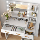 HOMCOM - Coiffeuse avec miroir à led éclairé - 39,4 po L x 15,7 po l x 54,3 po H - blanc-Patins antidérapants pour protéger votre sol contre les dommages 