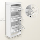 HOMCOM - Armoire à chaussures étroite avec tiroirs basculants et étagère réglable - blanc-La surface peinte facilite le nettoyage 