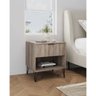Manhattan Comfort - Table de nuit moderne DUMBO 20,07" à 1 tiroir - Gris rustique-Comprend 1 tiroir à extension totale avec tiroir supérieur au design à rainures verticales