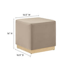 Modway - Tilden Velous de performance carré 17" Rembourré Ottoman - Taupe Natural-Tissu résistant aux taches