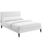 Modway - Macie Vinyle Lit à plateforme complet avec pieds carrés effilés, Blanc-Cadre en bois / panneau en particules