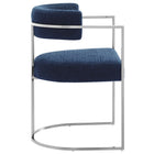 Modway - Huron Dos courbé Tissu et métal Chaise d’accent pour salle à manger - Marine d’argent-7
