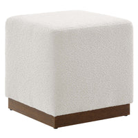 Modway - Tilden Boucle carré 17" Rembourré Ottoman - Noyer des nuages-Tissu boucle Tissu Rembourrage
