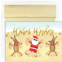 JAM Paper - Ensemble de cartes de Noël et enveloppes assorties, 7 6/7 po x 5 5/8 po, Beach Angels, paquet de 18-Conception d'anges de plage
