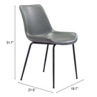 Zuo - Byron Chaise de salle à manger - Gris - Ensemble de 2-6