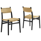 Modway - Wynn Corde et bois Fauteuils d’accompagnement à manger Ensemble de 2 - Black Natural-Ensemble de 2 chaises d’appoint de salle à manger