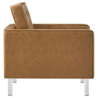 Modway - Loft Touffe Cuir végane Fauteuil - Silver Tan-Rembourrage en mousse dense