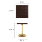 Modway - Lippa 24 po Carré Bois Table à manger, Noyer cerise doré-Table en MDF