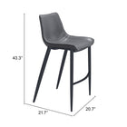 Zuo - Magnus Tabouret de bar - Gris foncé/Noyer - Ensemble de 2-Garantie limitée de 3 ans