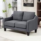 HOMCOM - Canapé loveseat avec ressorts ensachés - gris charbon-Tissu respirant effet lin pour une sensation de confort toute l'année 