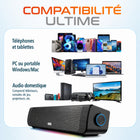 Delton - Enceinte d'ordinateur SB200 de 20 watts, avec barre de son filaire/sans fil, noire-La batterie longue durée offre jusqu'à 10 heures d'autonomie en lecture, avec une autonomie en veille pouvant atteindre 12 jours, et se recharge de 0 % à 100 % en moins de 4 heures.
