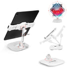 ShoppingAll - Support de Tablette Réglable Court - Blanc-Prend en charge les tablettes et les smartphones qui mesurent entre 4,7 po et 12,9 po et jusqu'à 2,2 lb (1 kg)