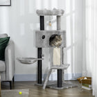 PawHut - Arbre à chat 47 po pour chats d’intérieur, centre d’activités pour chat, tour avec lit à oreilles, rampe, condo, hamac - gris clair-Fabriqué en panneaux de particules pour un arbre stable 
