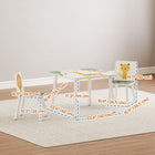 Qaba - Ensemble table et chaises 3 pièces pour de 3 à 8 ans - vert-Jolie couleur verte avec des décorations d’animaux ludiques  
