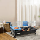 PawHut - Cage pour lapin, cochon d’Inde, furet, rat, hamster 35 po L - noir-4 roues universelles pour un déplacement et un transport faciles, dont 2 avec frein de sécurité pour le maintenir en place lorsqu’il n’est pas utilisé 