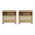 Manhattan Comfort - Lot de 2 tables de chevet Sheridan 21,63" style mid-century moderne - Nature-Table de nuit moderne en rotin pour chambre et salon
