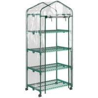 Outsunny - serre portable 27 po L x 20 po l x 65 po H avec étagères à 4 niveaux et roulettes, transparent-Tubes en acier de haute qualité et grille en plastique robuste pour une construction solide et fiable
