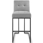 Modway - Privy Acier inoxydable noir Tissu rembourré Tabouret de bar - Noir Gris clair-Aucune assemblée requise