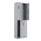 Ceha - Casier NH Series batterie de 2, 2 niveaux avec aérations avant à trous, gris clair-Porte-étiquette sur la porte