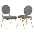 Modway - Craft Performance Velvet Fauteuils d’accompagnement à manger Ensemble de 2 - Gris or-8